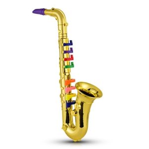 Saksofon muzička igračka za decu u zlatnoj boji