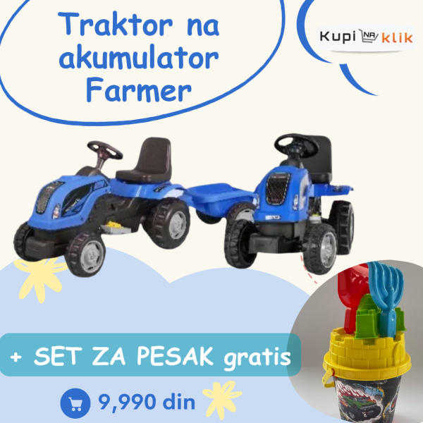 Traktor na akumulator plavi Farmer 298