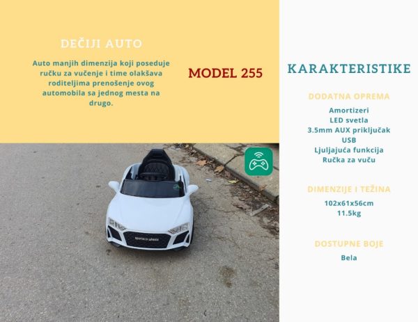 Dečiji auto na akumulator Model 255 beli - Image 9